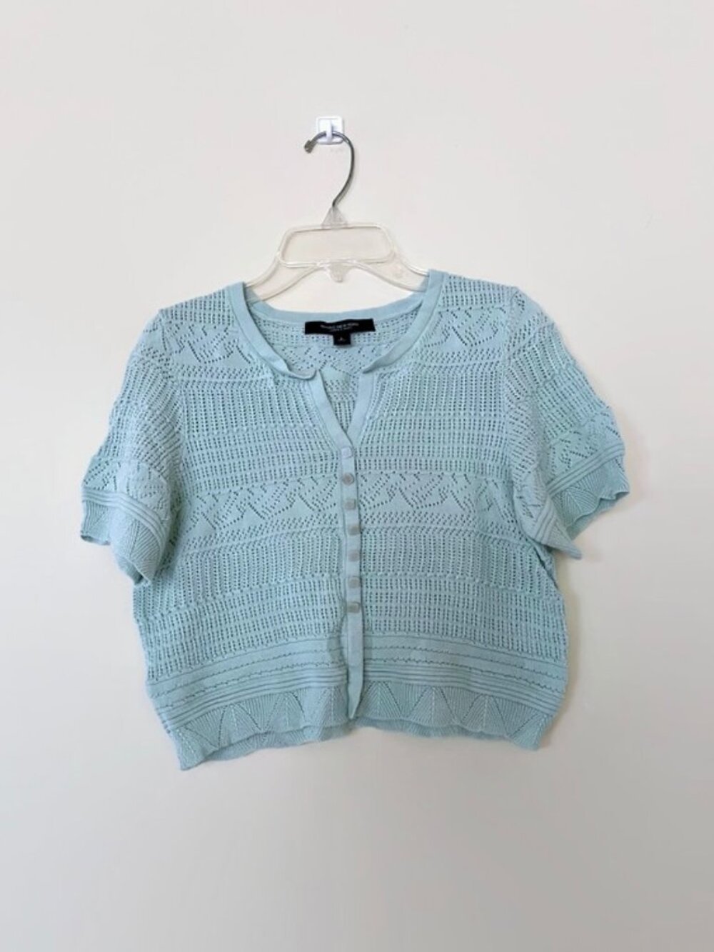 Marc New York. Lace knit short sleeve blouse, Crop top